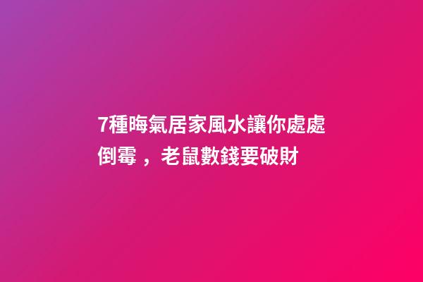 7種晦氣居家風水讓你處處倒霉，老鼠數錢要破財